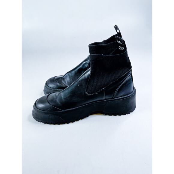 Zara TRF Size US 9 (EU 40) Rugged Chunky Sole Leather Boots - Black - Picture 3 of 10